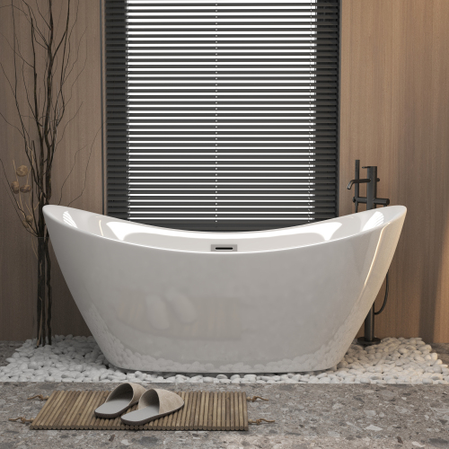 59 "Acrylic freestanding tub, Gloss white, with - Image 1 59 "Acrylic freestanding tub, Gloss white, with - Image 1