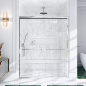Home 56"-60"W*72" H Semi-Frameless Double Sliding Shower Door, Bypass Sh... - Image 1
