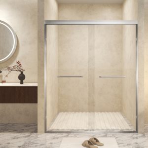 44-48 in. Brushed Nickel Double Sliding Shower Door - Image 1