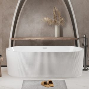 Home 59 in. Linear Acrylic Freestanding Bathtub - Image 1