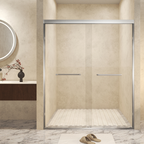 44-48 in. Brushed Nickel Double Sliding Shower Door - Image 1 44-48 in. Brushed Nickel Double Sliding Shower Door - Image 1