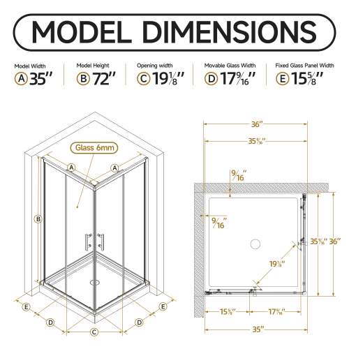 36 in. Matte Black Grid Pattern Shower Enclosure - Image 3 36 in. Matte Black Grid Pattern Shower Enclosure - Image 3
