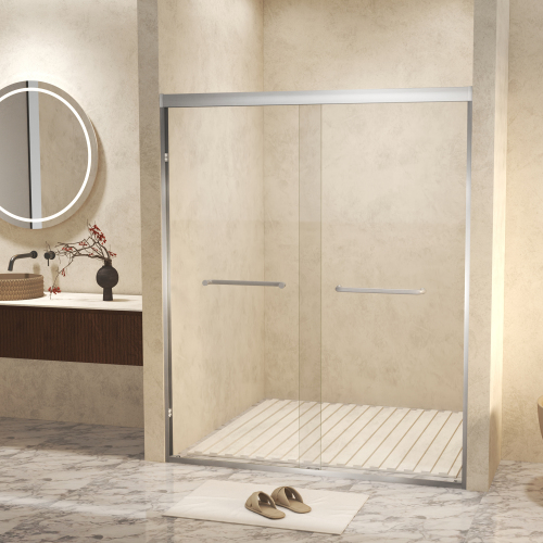 44-48 in. Brushed Nickel Double Sliding Shower Door - Image 3 44-48 in. Brushed Nickel Double Sliding Shower Door - Image 3