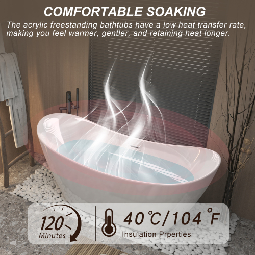 59 "Acrylic freestanding tub, Gloss white, with - Image 6 59 "Acrylic freestanding tub, Gloss white, with - Image 6