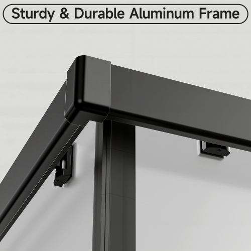 36 in. Matte Black Frosted Corner Shower Enclosure - Detail 6