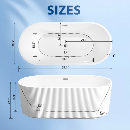59 in. Linear Acrylic Freestanding Bathtub - Image 11 59 in. Linear Acrylic Freestanding Bathtub - Image 11