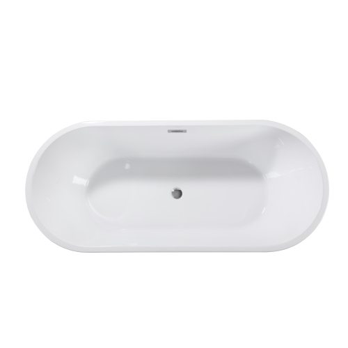 59" Acrylic Freestanding Bathtub, Stand Alone Soaking Tub, Glossy White Acrylic, Toe-tap Chrome Drain, cUPC Certified WL RR 59 in. Acrylic Freestanding Bathtub - Detail 1
