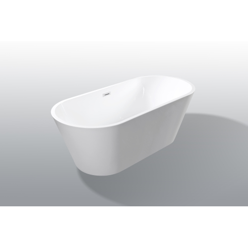 59" Acrylic Freestanding Bathtub, Stand Alone Soaking Tub, Glossy White Acrylic, Toe-tap Chrome Drain, cUPC Certified WL RR 59 in. Acrylic Freestanding Bathtub - Detail 3