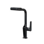 touchless matte black kitchen faucet with led display, motion sensor kitchen sink faucet with 3 function pull out sprayer & 360° swivel spout